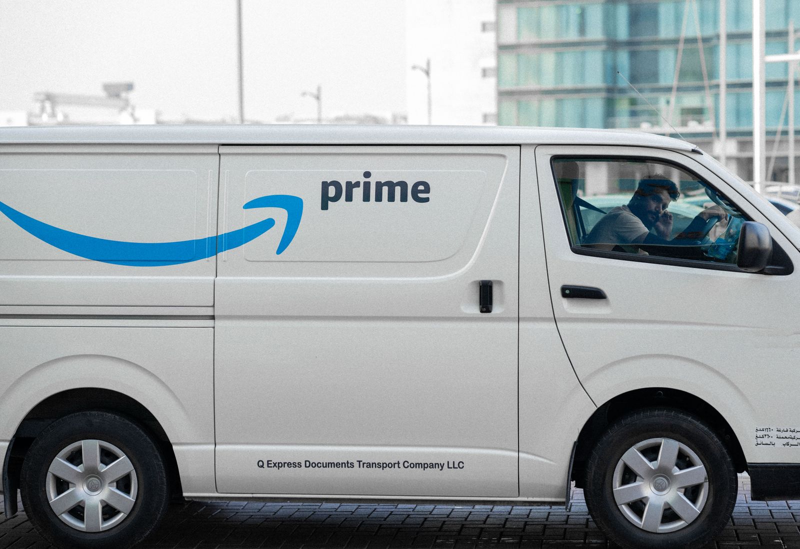 Row of branded delivery vans